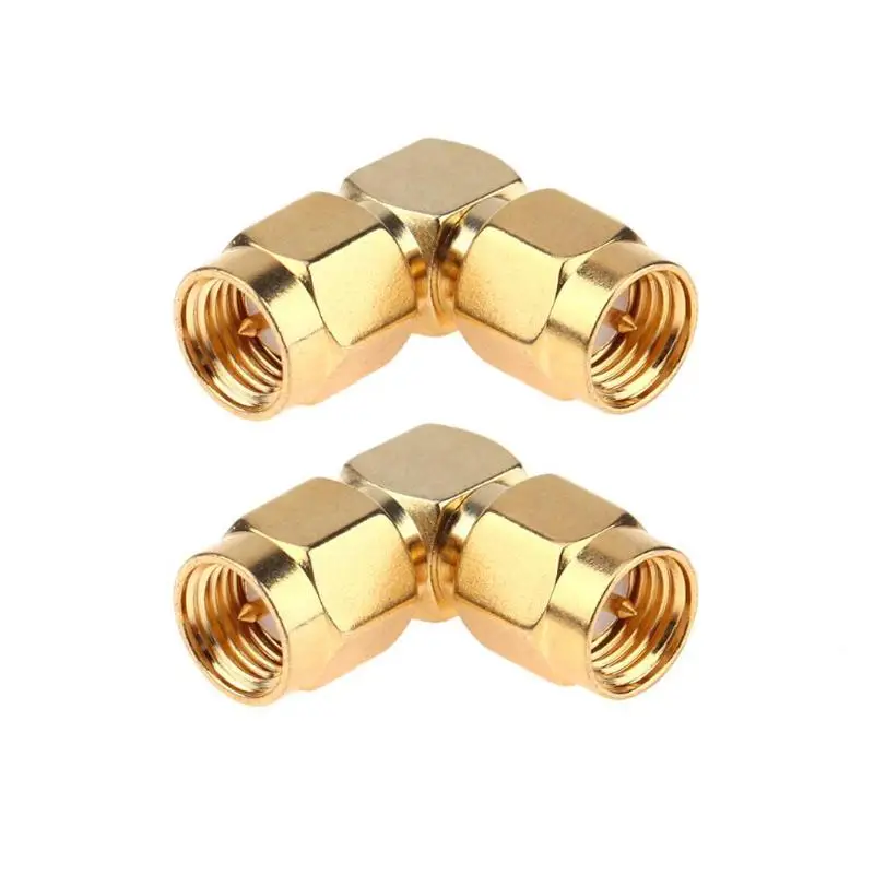 2pcs SMA Male to Male Right Angle 90 Degree Adapter Gold Plated