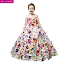 Изготовленные на заказ Роскошные платья для девочек для вечеринки и свадьбы, пышные платья для девочек