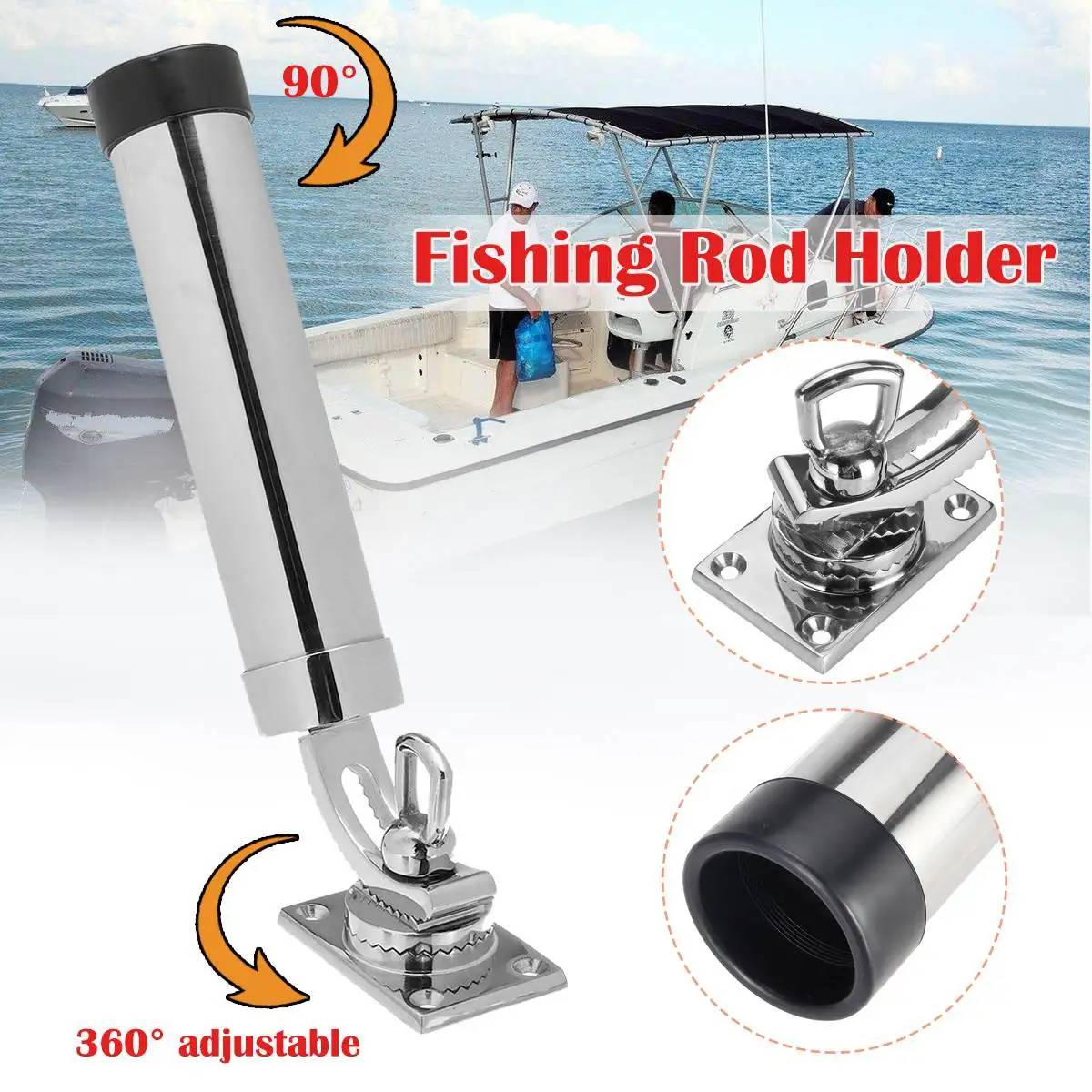 

Boat Stainless Steel Fishing Rod Holder Clamp-on Removable Bracket Adjustable Fishing for Marine Boat Yacht Accessories