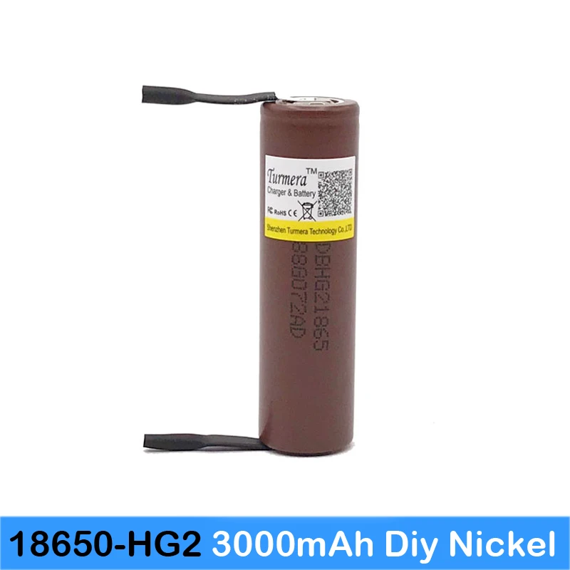 HG2 18650 3000mAh аккумулятор+ diy никель 3,6 V разряда 20A для электронной сигареты 3000mah jy3