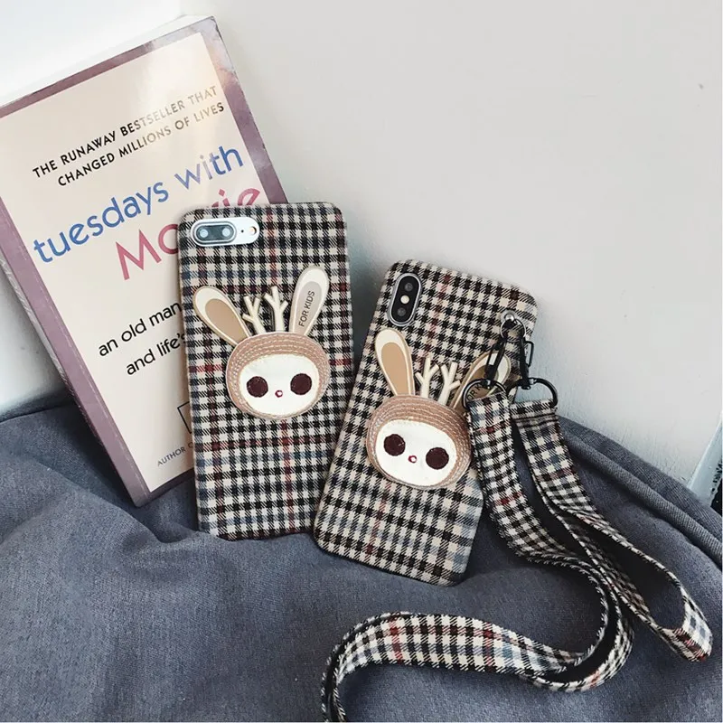 New Style Phone Case for iphone XR XS X 7 7plus 8 8plus 6 6S Plus Cute Elves And Girls Patch Fabric With Sling |