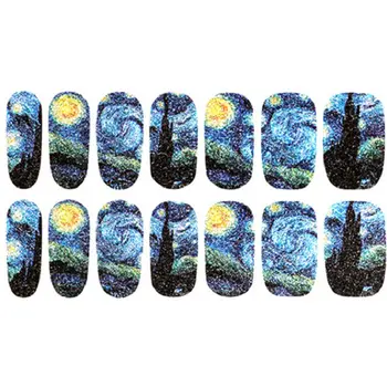 

14Pcs/Sheet DIY Starry Sky Night Nail Art Stickers Glitter Manicure Tips Wraps Nail Art Decals Colorful Decal Personality