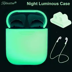 Ночной светящийся силиконовый чехол для Apple Airpods Air Pods Accessorie Мягкий беспроводной наушник анти-потерянный канат часы защитный чехол