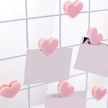 

10pcs/lot Cute Heart Pink Plastic Binder Clips Novelty Mini Binder Clips Letter Paper Clip For Students Girls Office Supplies