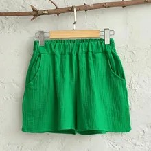 Женские летние повседневные хлопковые льняные шорты, solf Famme, свободные мягкие хлопковые льняные шорты с эластичной резинкой на талии, шорты размера плюс, M