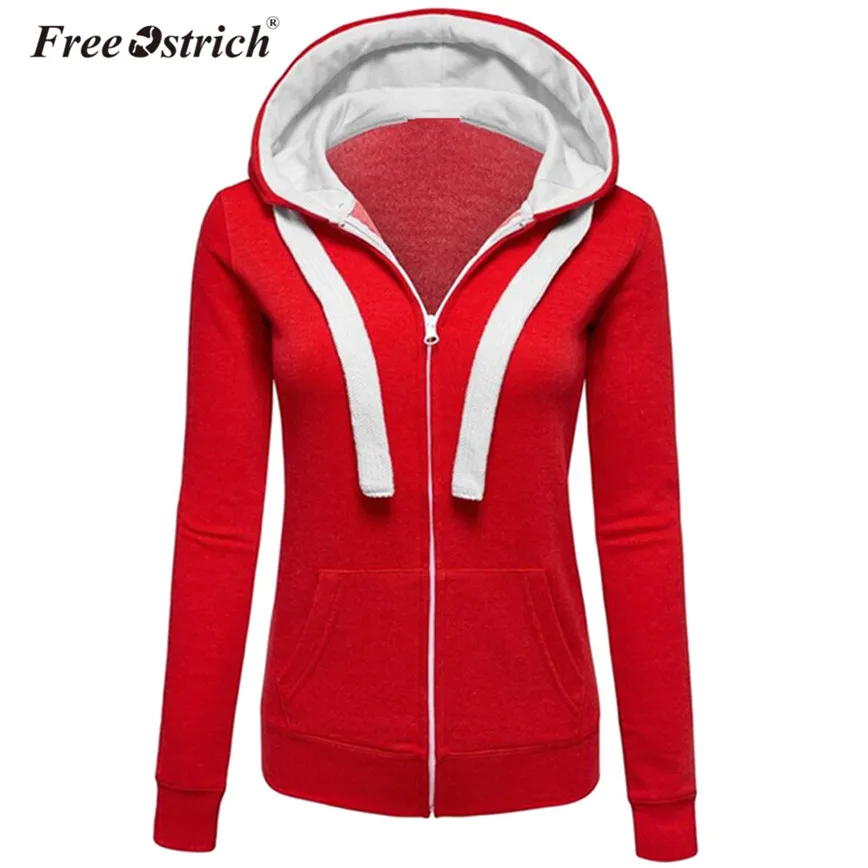  Free Ostrich Hoodies Warm Winter Sweatshirt Women Pocket Zipper Long Sleeve Slim Plus Size harajuku