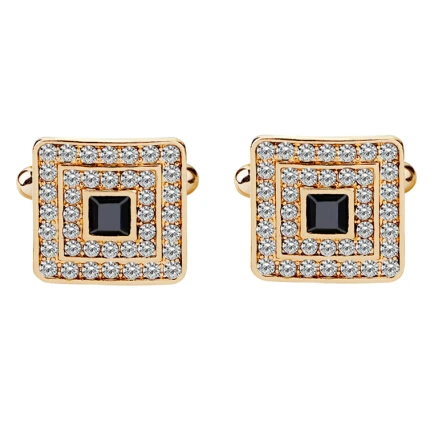 Cufflinks For Men Women Novelty Classic Crystal Rhinestone Cufflink for Men Shirt Wedding Gifts Bling CZ Cuff Links Jewelry gold