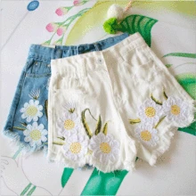 Вышитые цветок носить кисточки с пикантные женские femal Шорты Лето Высокая талия Пляж Джинсы Шорты джинсовые шорты для женщин