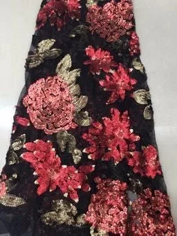 

3d flower fabric high quality 3d lace fabric with sequins 5yards african 3d fabrics french tulle sequin lace fabric wedding ZY21