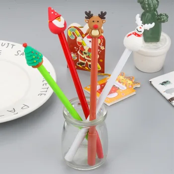 

48pcs/lot black ink cute cartoon Christmas Santa Claus Snowman deer gel pen water ink signing pen promotion gift