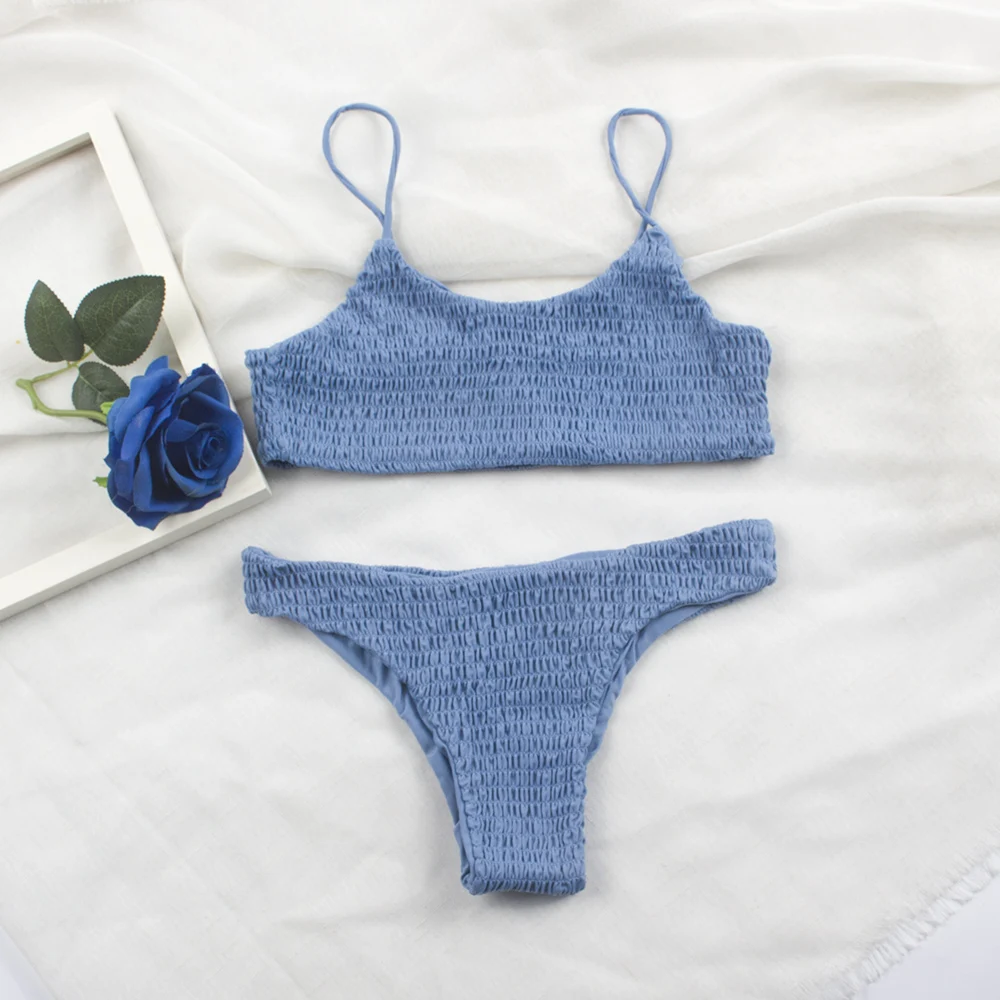 

Sexy Pleated Bikinis 2019 mujer Women Swimsuit Swimwear Women Female Brazilian Bikini Set Beach Wear high cut Bathing Suit 313
