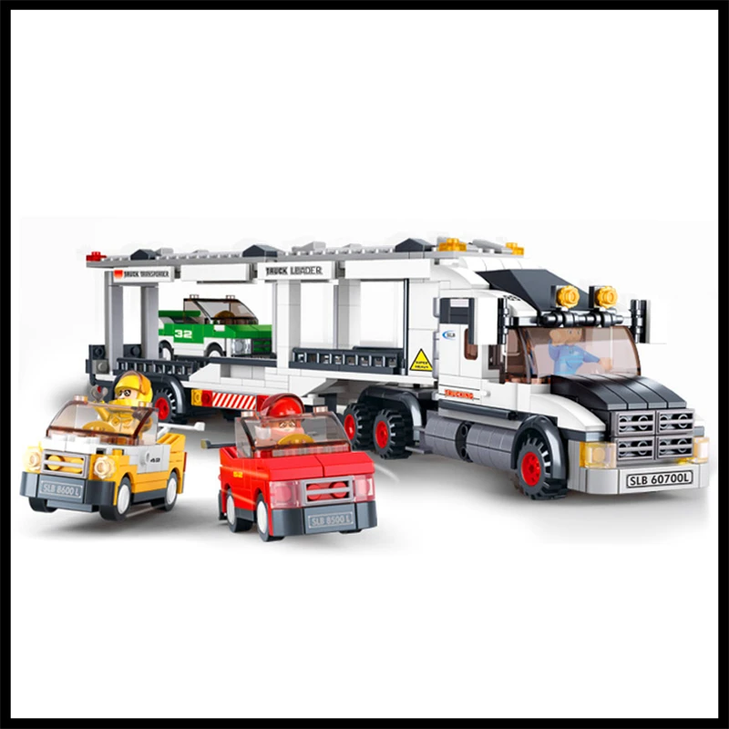 

638Pcs Carrier Vehicle Transport Truck Model Building Block Toys SLUBAN 0339 Figure Gift For Children Compatible Legoe