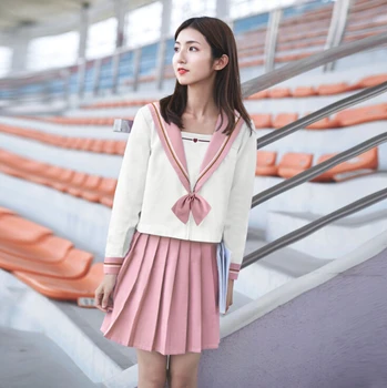 

My Hero Academia Cosplay Costume JK Uniform Golden letter Embroidery Colllar Sailor Suit S-XXL Preppy Pink Pleated Skirt Dress