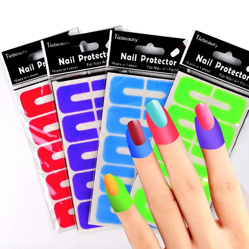 

Mybormula 1 sheet Peel Off Tape Plastic U Type Anti Overflow Oil Spill Protector Nail Stickers Nail Protector Easy Fast Clean