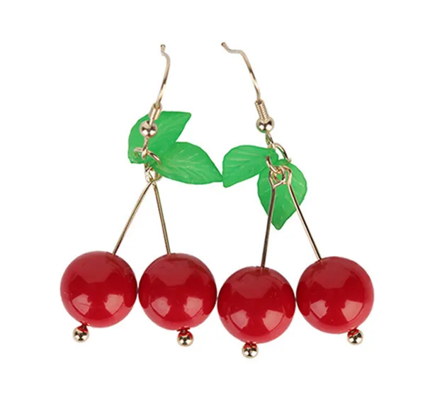 Trendy Plant Dangle Earring Jewelry Sweet Cherry Earrings for Women