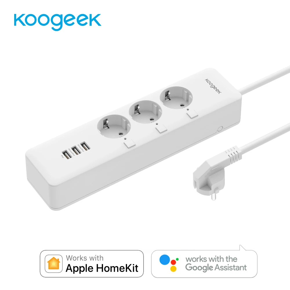 Koogeek Wi-Fi умная розетка Стабилизатор напряжения с индивидуальной системой контроля 3-выход Мощность полосы для Apple HomeKit Google Assistant Alexa