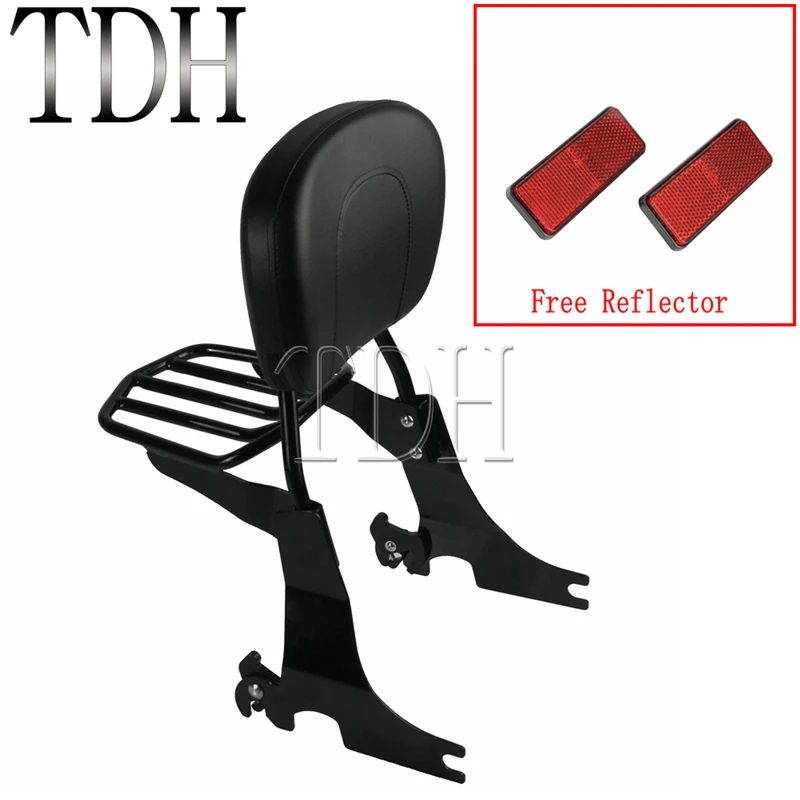 Motorcycle Black Detachable Luggage Rack Backrest Pad For Harley