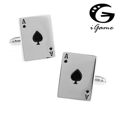 

iGame Poker Cufflinks Wholesale&retail Novelty Casino Playing Card A Design Quality Brass Material Free Shipping