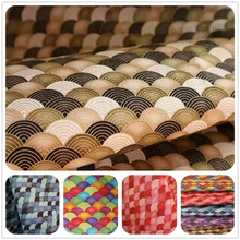 Наполовину ярдовая Импортная мягкая ветерая ткань с позолоченным принтом рыбьей чешуи, хлопковая льняная ткань для ручной работы, сделай сам, Лоскутная одежда, сумка, CR-A254