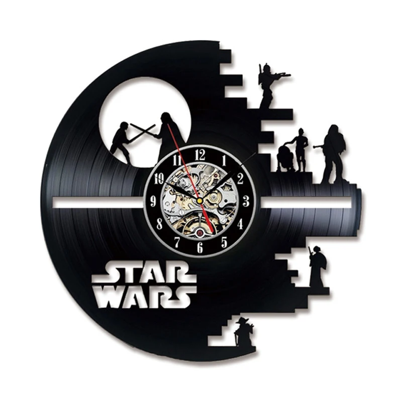 12in 3d wall clock Star Wars LED Wall Clock with 7 Colors Modern Design Movie Vintage Vinyl Record Clocks Wall Watch Home Decor