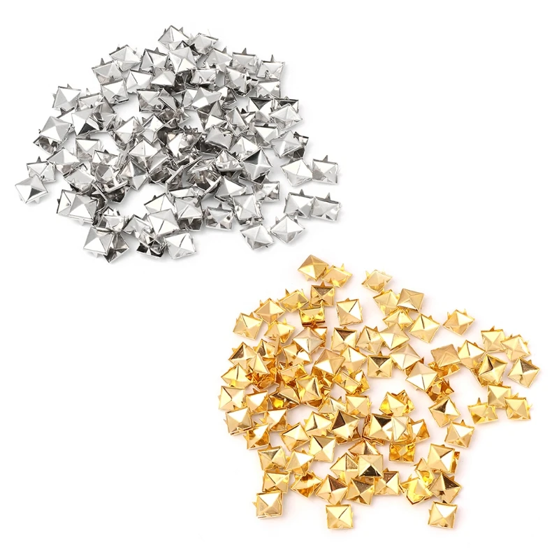 

100pcs Square Rivet Metal Studs Spikes Nail Punk Shoes Belt Clothing Decor DIY