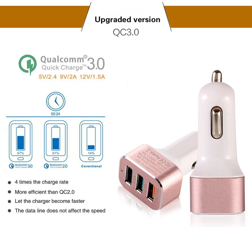 QC3.0 liujiang 3 usb الناتج شاحن سيارة تهمة سريع آيفون 6 ثانية 6 زائد لسامسونج s6 s5 s4 الهواتف النقالة وأقراص QC3.0 liujiang 3 usb الناتج شاحن سيارة تهمة سريع آيفون 6 ثانية 6 زائد لسامسونج s6 s5 s4 الهواتف النقالة وأقراص