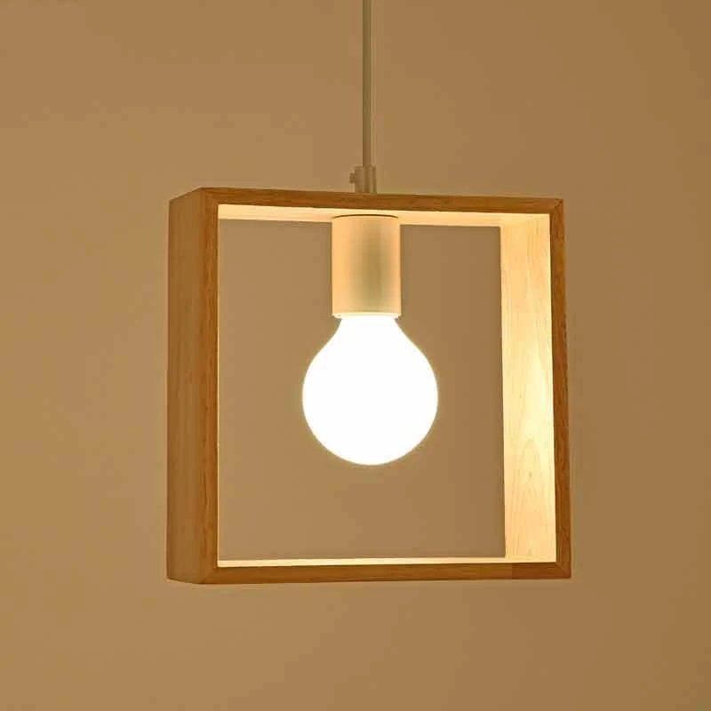  Nordic style geometric solid wood creative pendant lights for kitchen island dining room bedroom co - 32992190288