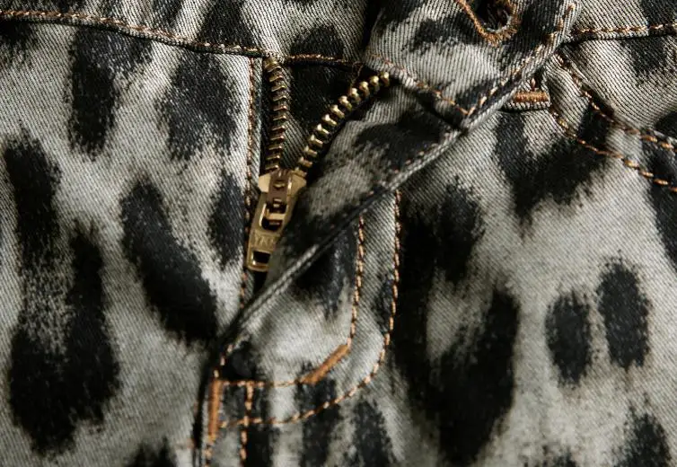 Autumn Spring Fashion Women Ladies Leopard Pattern Low Waisted Skinny Denim Trousers, Woman Fall Slim Stretch Jeans Pants