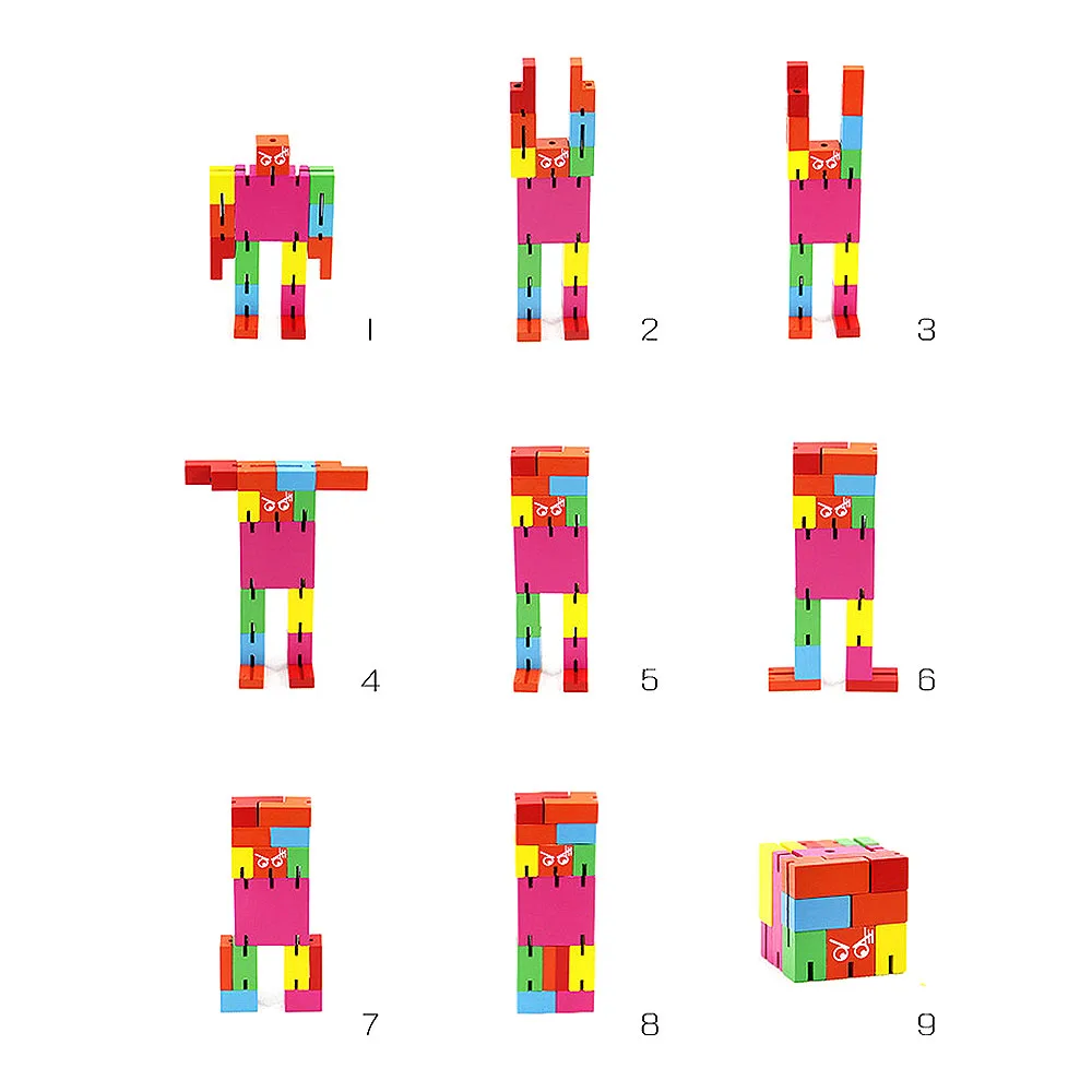 Новая деревянная деформация робот головоломка граффити магические кубики складные детские развлечения горячая Распродажа игрушки Красочные Волшебные кубики