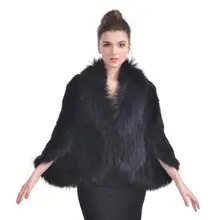Модные женские меховые пальто с натуральным Кроликом, шаль с воротником из меха енота, свободные вязанные пеленки, шаль, зимнее теплое Пончо, жилеты