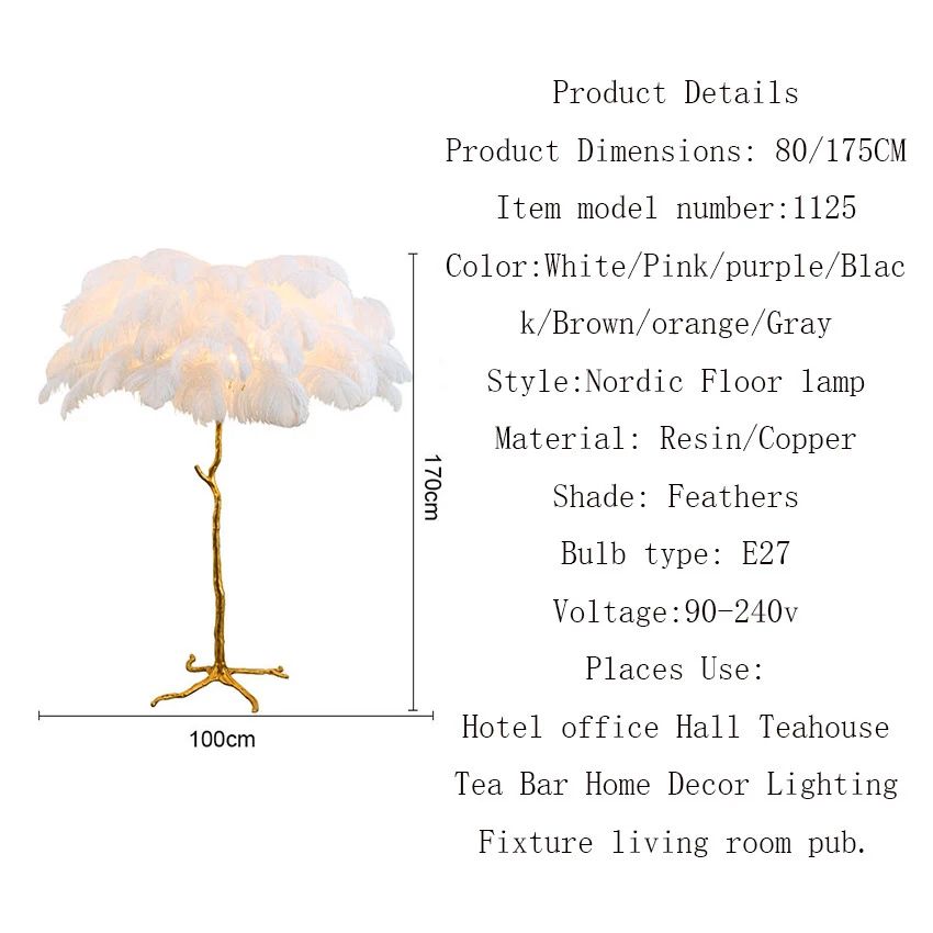 Современный светодиодный напольный светильник романтическое перо Дизайн Гостиная торшер перо посадочная фара 110V 220V торшер деко светильник - Цвет абажура: Floor Lamp170CM
