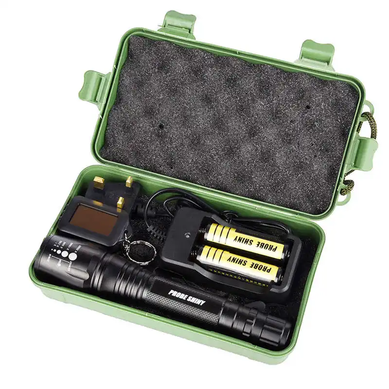 

X800 Zoomable XML T6 LED Tactical Flashlight+18650 Battery+Charger+Case torch powerful led flashlight rechargeable #4A29