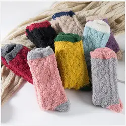 Японский зима Для женщин уютные кашемировые носки теплые сна кровать этаж дома пушистые носки Высокое качество носки из бархата