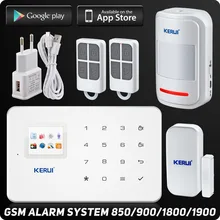 Kerui G18 Мобильный Телефон app GSM Сигнализация Цветной жк-дисплей Встроенная Сирена Для Дома Охранной Сигнализации 99 Беспроводной зоны