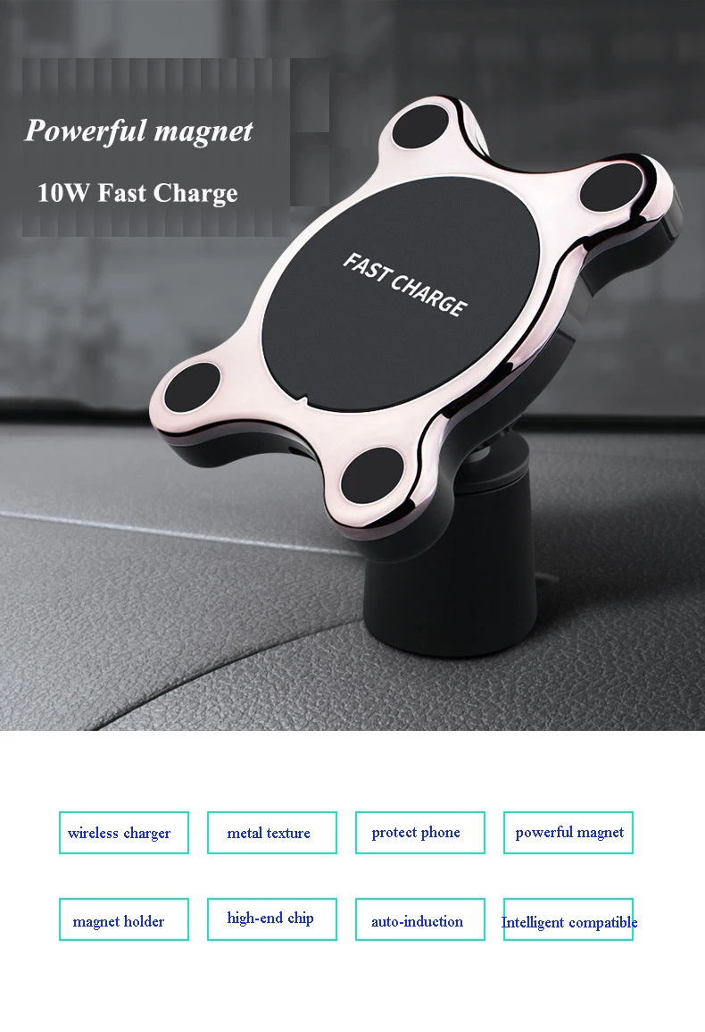 02Magnetic Wireless Charger 10W Fat Charging Car Mount
