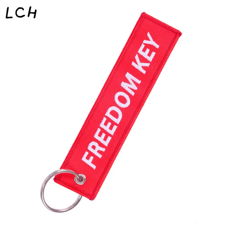 

Freedom Key Chains for Cars Red Embroidery Key Ring Chain for Aviation Gifts Remove Before Flight Keychain Jewelry llavero