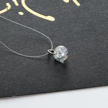 Women 2017 New Jewelry Bijoux Elegant Gift Fine Transparent Invisible Line Super Shinning Zircon Choker Necklace