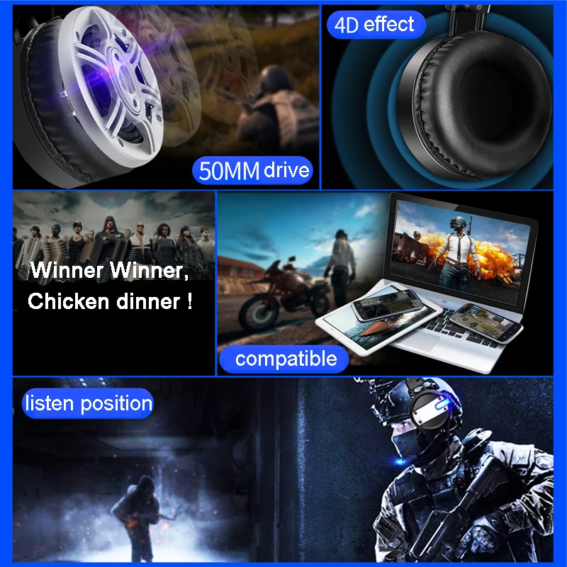 Новая Проводная игровая гарнитура глубокие басы Игровые наушники компьютерные с