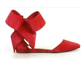 red flat shoes with ankle strap
