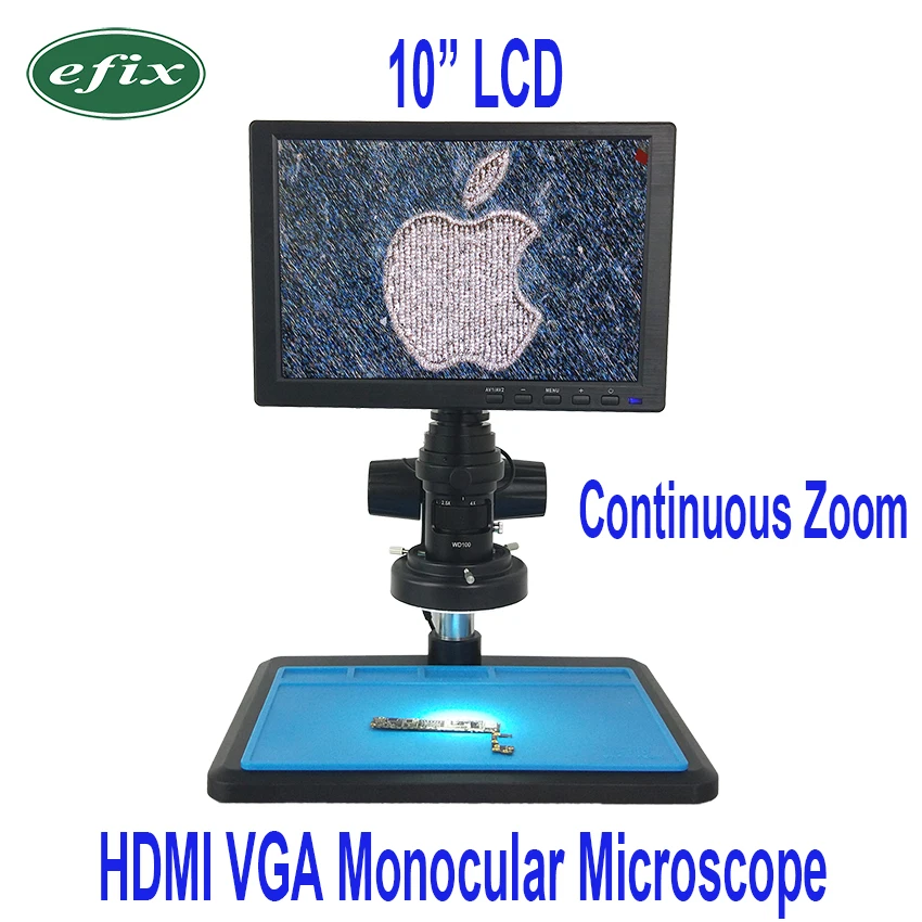 

efix 10 Inch LCD 13MP HDMI VGA Camera Monocular Continuous Zoom Soldering Microscope Display for PCB BGA Phone Repair Tools