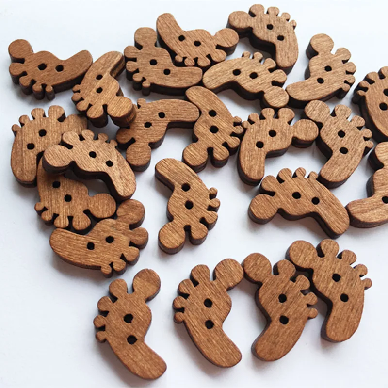 

Wood Buttons Foot Style 50pcs/pack Decorative 2 Holes Clothing Wooden Buttons Sewing Materials DIY Needlework Accessories