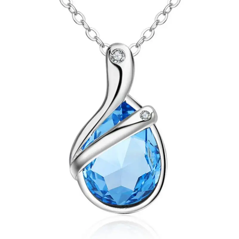 

New angel tears necklace blue crystal fashion necklace for women