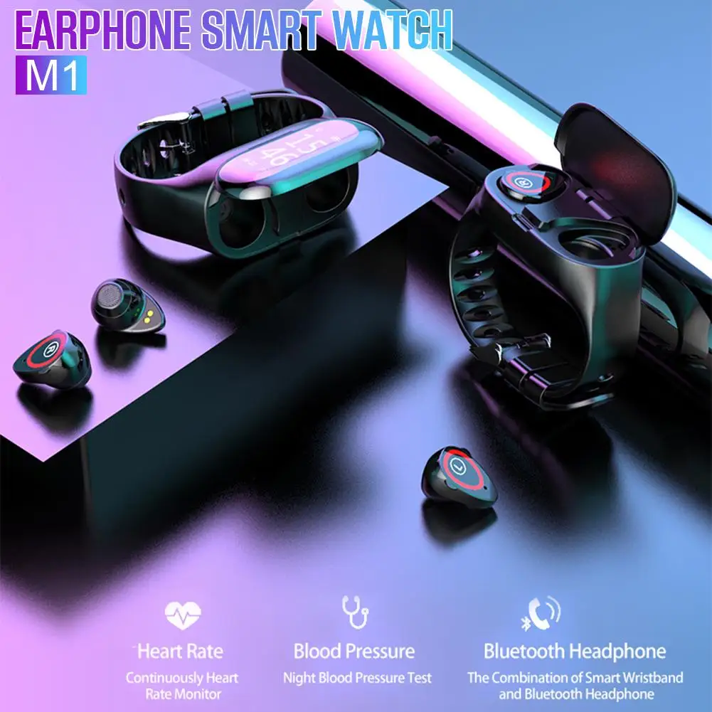 M1 новейший AI Смарт-часы с Bluetooth наушниками Монитор Сердечного Ритма Смарт-Браслет фитнес-трекер мужские и женские спортивные часы