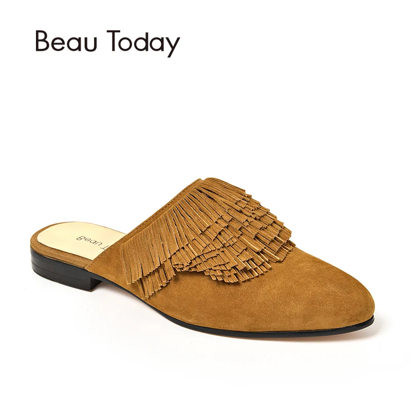 tassel flat mules