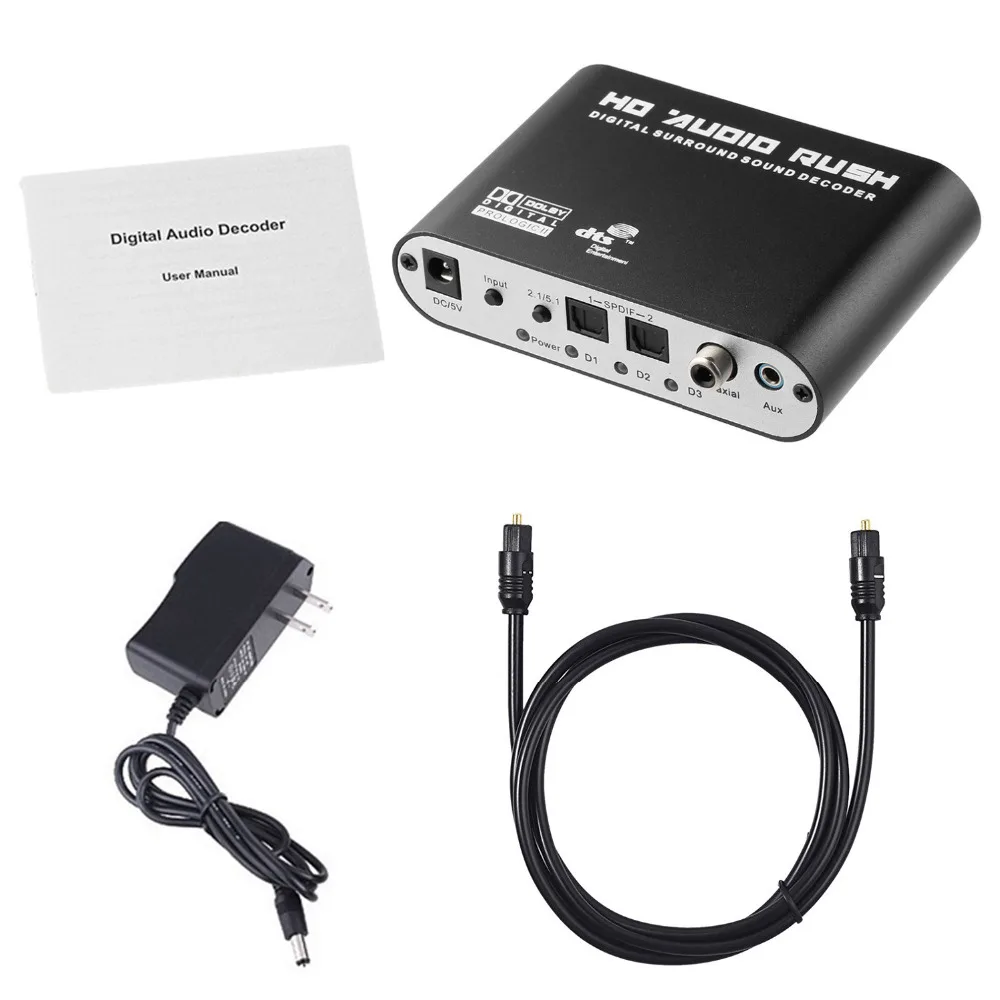 Billige Aikexin 5,1 Audio Digital Sound Decoder DTS AC3 Optical Toslink auf 5,1 Analog RCA Stereo Surround HD Audio Eile für HD spieler