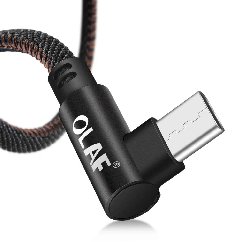 OLAF 2m USB Type C 90 Degree Fast Charging usb c cable Type-c data Cord Charger usb-c For Samsung S8 S9 Note 9 8 Xiaomi mi8 mi6 type of charger for android