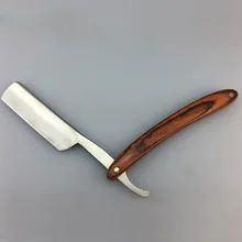 Лучший Для мужчин ручной бритва для бороды, Нержавеющая сталь прямолинейной обработки стекла лезвие, с деревянной ручкой складной бритья Парикмахерская бритва QQ99