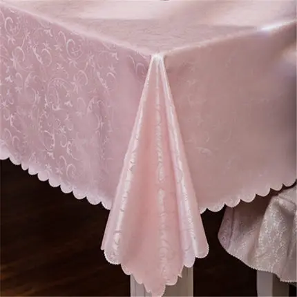Pink European Jacquard waterproof Table Cloth anti-hot oil kitchen table cloth flower checked Rectangular Round table cloth