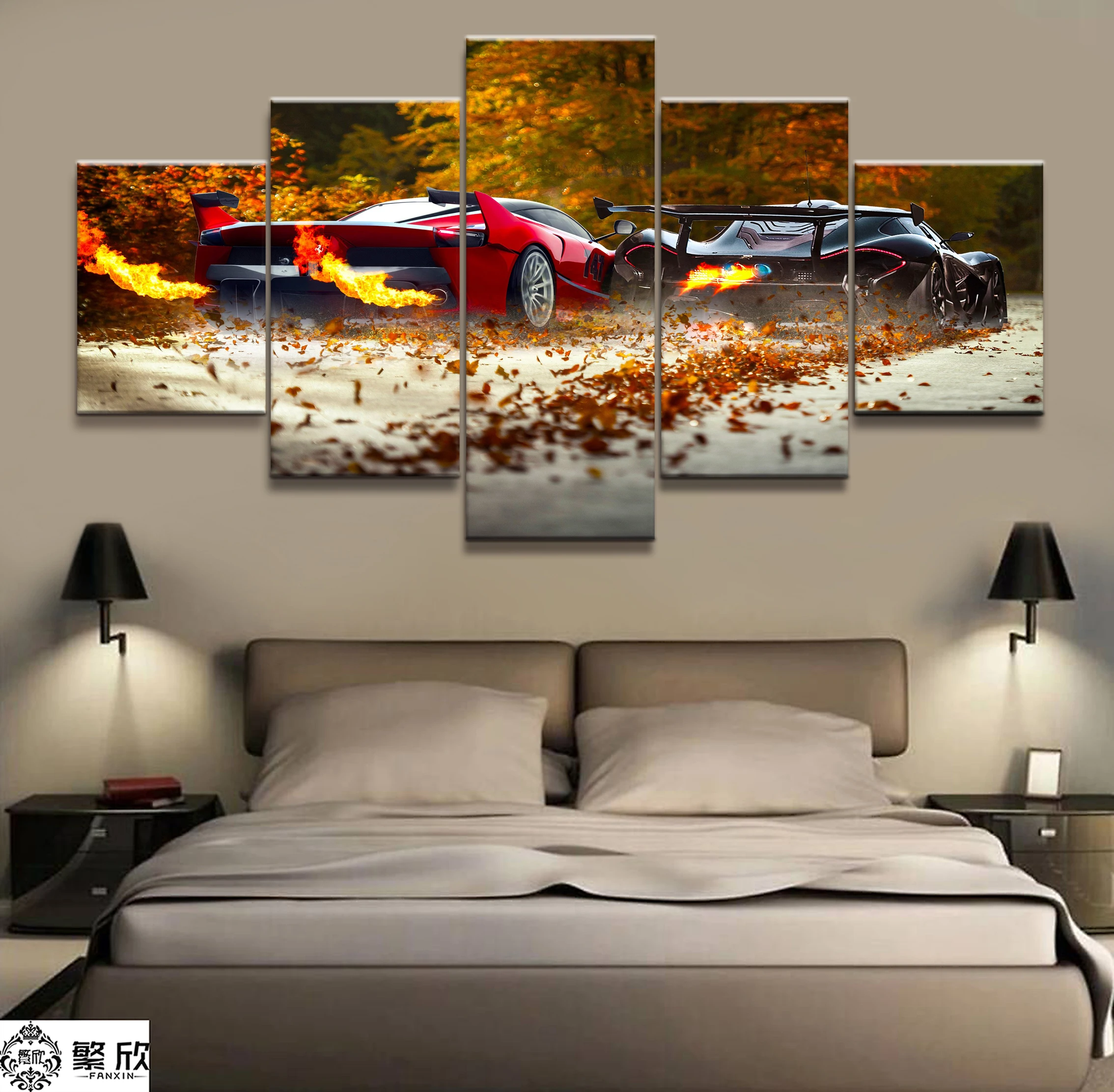 

5 Pieces P1 and Laferrari Car Poster Modern Wall Art Decorative Modular Framework Picture Canvas HD Printed One Set Painting