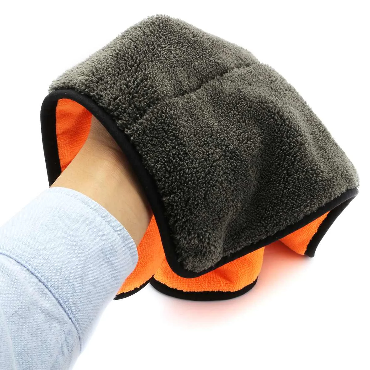 

38*38cm Black Car Care Polishing Wash Towel Plush Microfiber Washing Drying Cloth Strong Thick Plush Coral Velvet Car Cleaning